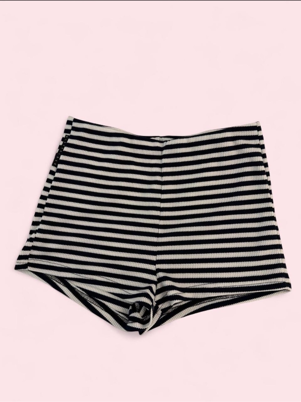 Black and White Striped High-Rise Shorts